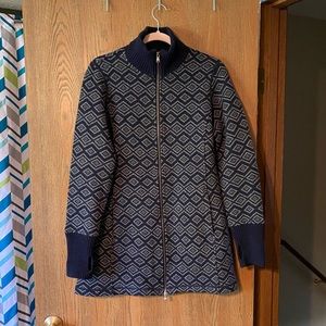 Dakini Wool blend Long Sweater Coat Blue/grey